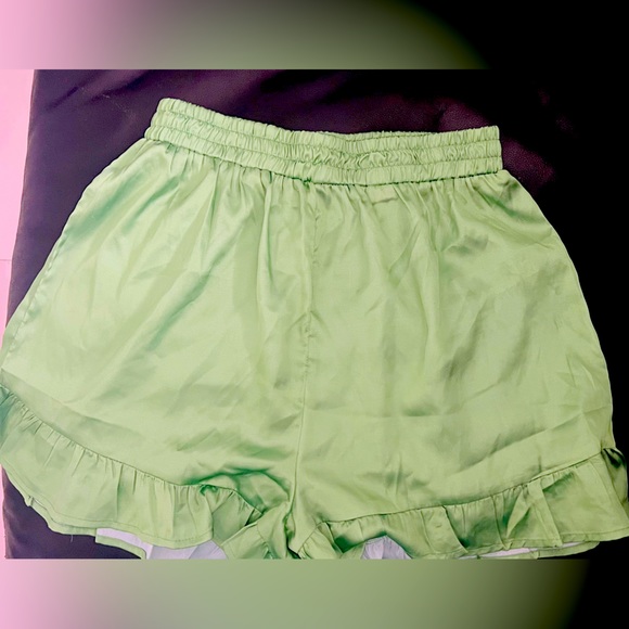 Recycled Satin Ruffle Short Pajama - Picture 1 of 3